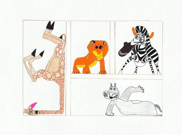 Madagascar drawing of four animals